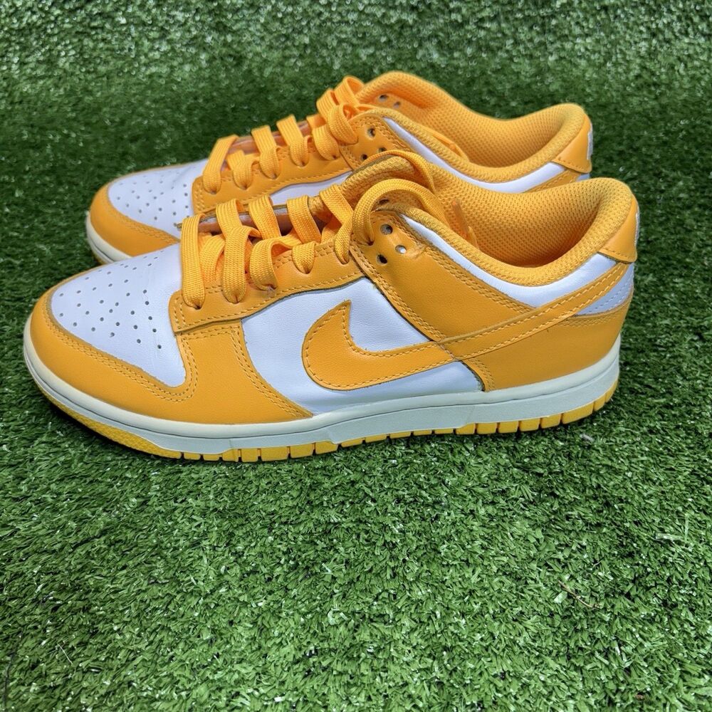 Nike Dunk Low Womens Size 6 Orange White Athletic Walking Leather Shoes Sneakers
